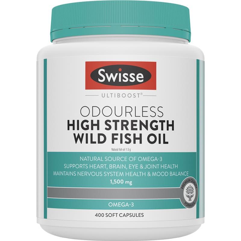 Swisse Ultiboost Odourless High Strength Wild Fish Oil 1500mg (400 Capsules)