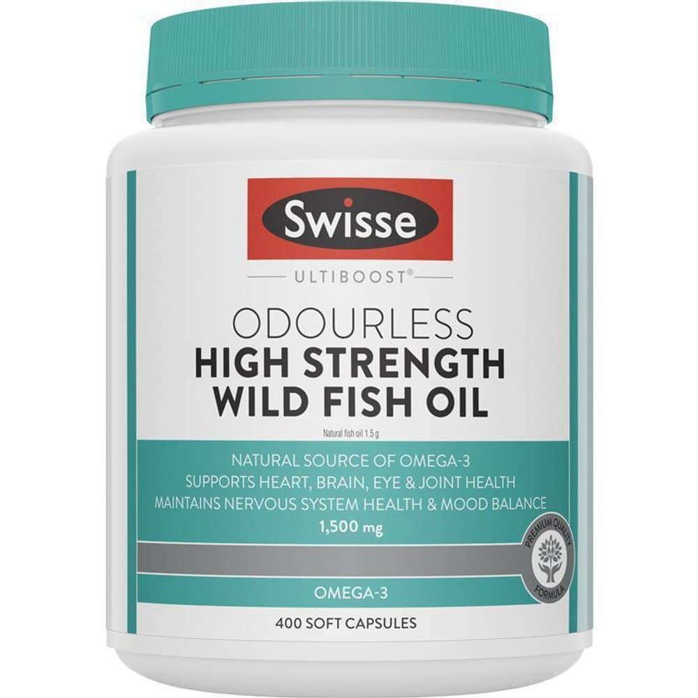 Swisse Ultiboost Odourless High Strength Wild Fish Oil 1500mg (400 Capsules)